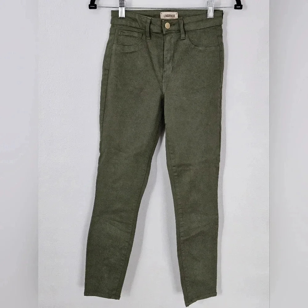 L'AGENCE Margot High Rise Skinny Jeans‎ Olive Green Size 25 NWT
